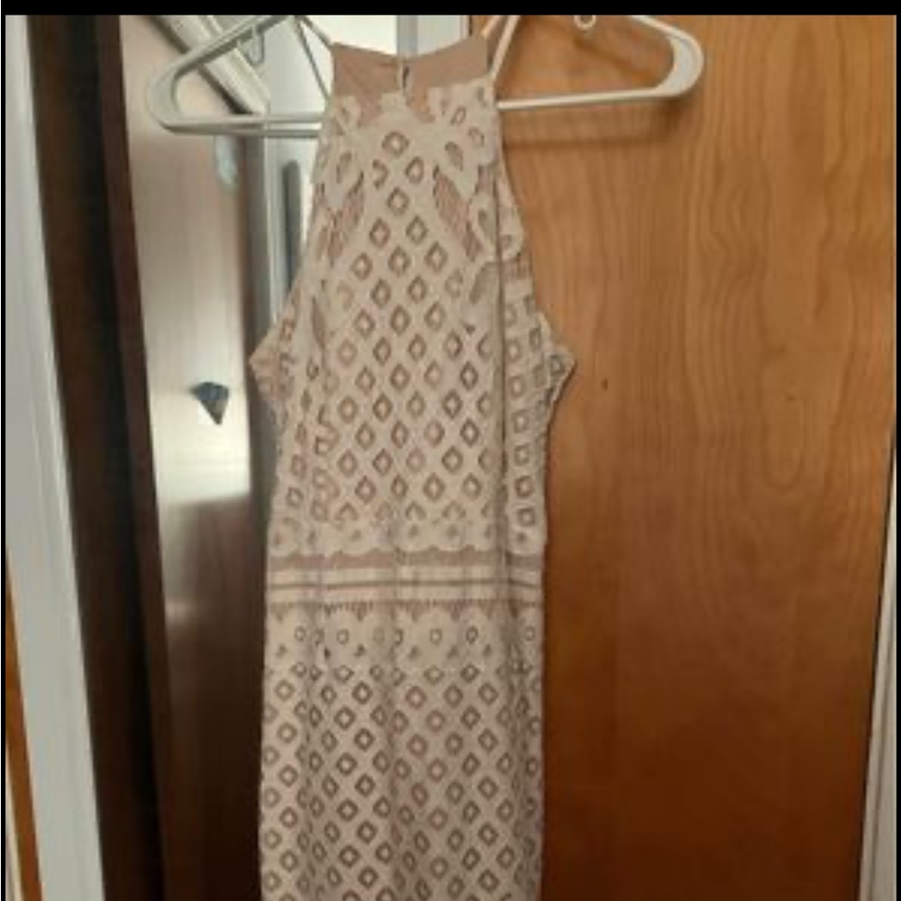 Lulus white and tan lace dress
